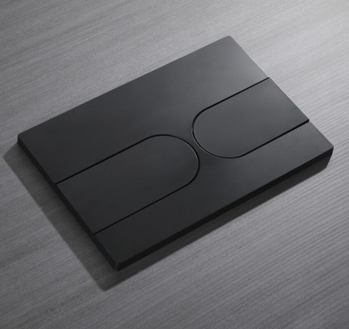 Панель змиву Koer KT-0604-05 240x160x10mm пластикова, кнопка закруглена (колір чорний матовий) (KR5324)