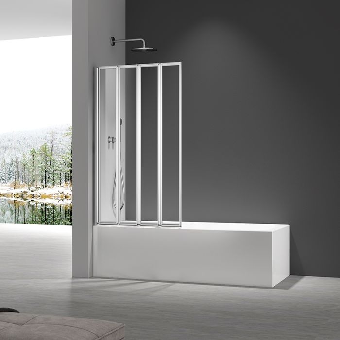 Шторки скляні на ванну складні Koer SR BS07-80x140-TR-01 прозоре скло Easy Clean 4мм, хром (KR5948)
