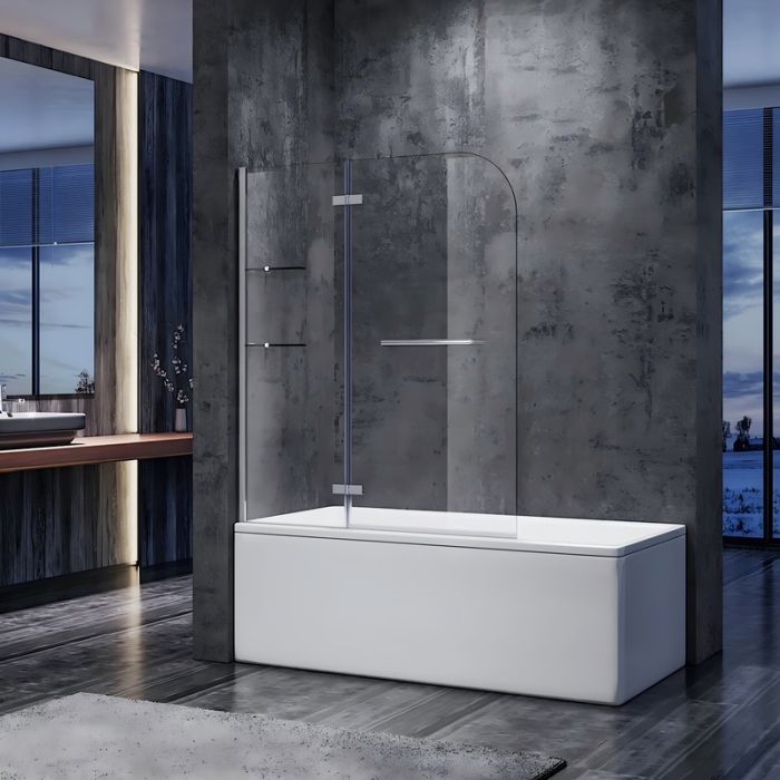 Шторки скляні на ванну Koer SR BS05-90x140-TR-01 прозоре скло Easy Clean 6мм, хром (KR5372)