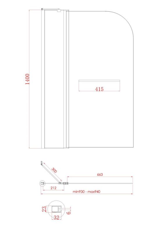 Шторки скляні на ванну Koer SR BS04-95x140-TR-01 прозоре скло 6мм, хром (KR5403)