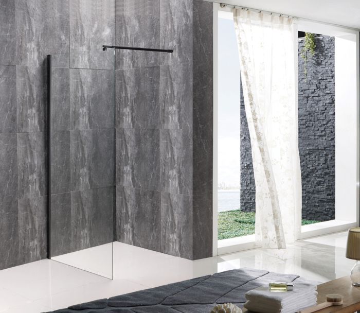 Душова перегородка Mixxus Premium FLAT SP02-80x200-TR Black Walk-In прозоре скло 8мм (MI6854)