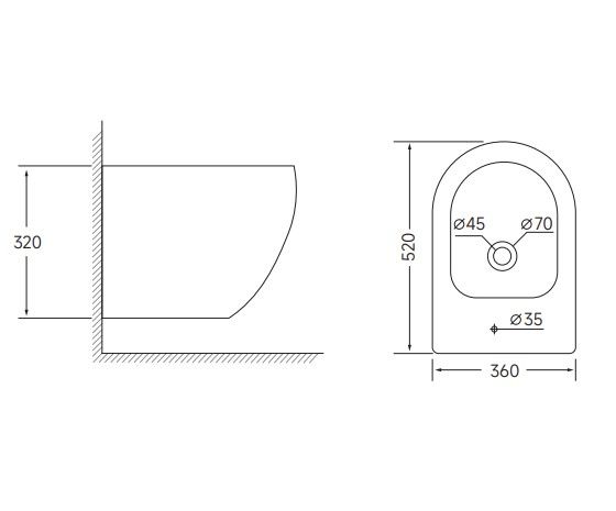 Біде підвісне Mixxus ELLIPSE-0502 520x360x320mm (MI6714)