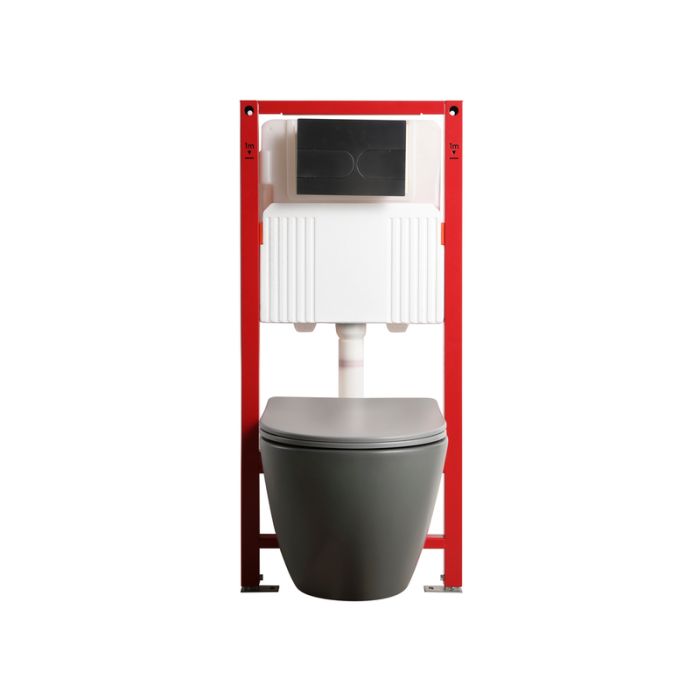 Комплект: Mixxus Premium Ellipse-SET-2101 Gray (в 2 ящ) Унітаз система змиву Tornado 3.0+ Інсталяція Koer KT-0404 + панель KT-0604-07 Gun Gray (MP6668)