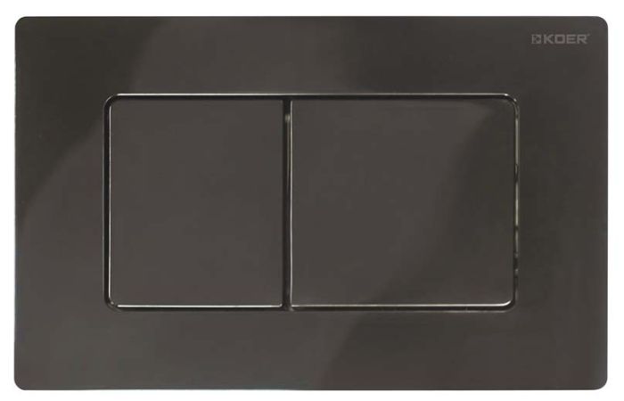 Панель змиву Koer KT-0602-16 240x160x10mm пластикова, кнопка квадратна (колір чорний глянцевий) (KR5182)