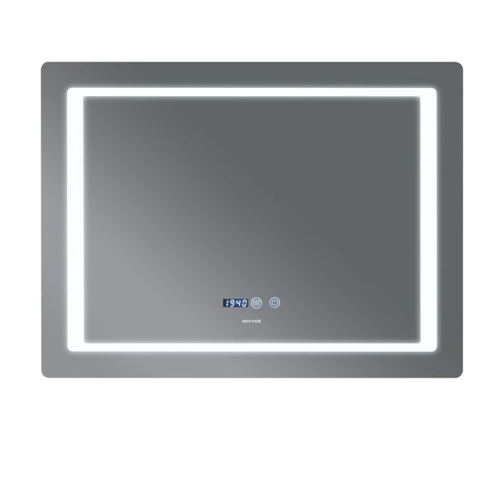 Дзеркало Mixxus STYLE MR03-90x70 з Led Touch, Anti-fog, димером, регулятором яскравості, годинником (MI6007)