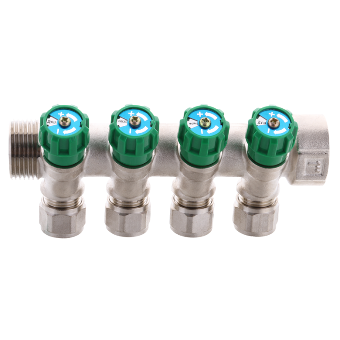 Колектор вентильний з фитингом Koer KR.1124-4 1"x4 ways (KR2834)