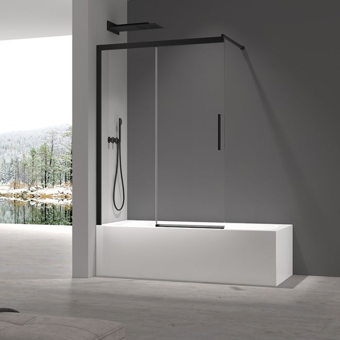 Шторки скляні на ванну розсувні Koer SR BS06-120x150-TR-07 прозоре скло Easy Clean 6мм, графіт (KR5947)