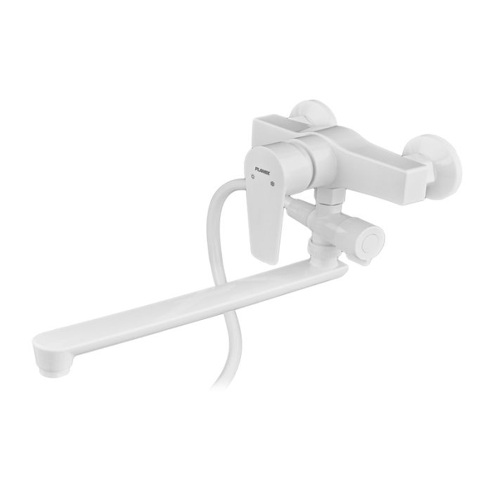 Змішувач для ванни PLAMIX OSCAR-006 SET WHITE (зі шлангом, лійкою та кронштейном) (PM0703)