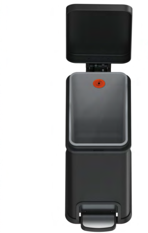 Відро для сміття з плавним закриттям прямокутне Koer TC-010108-05 8 л колір чорний (KR5593)