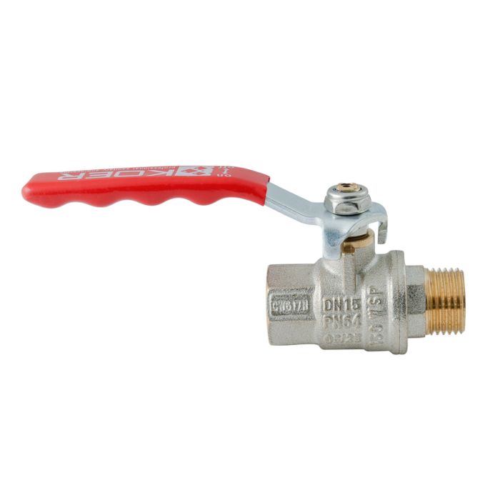 Кран кульовий ГШВ Koer Extreme KE.215-15 - 1/2" FM ручка "важіль" червона (KR5750)