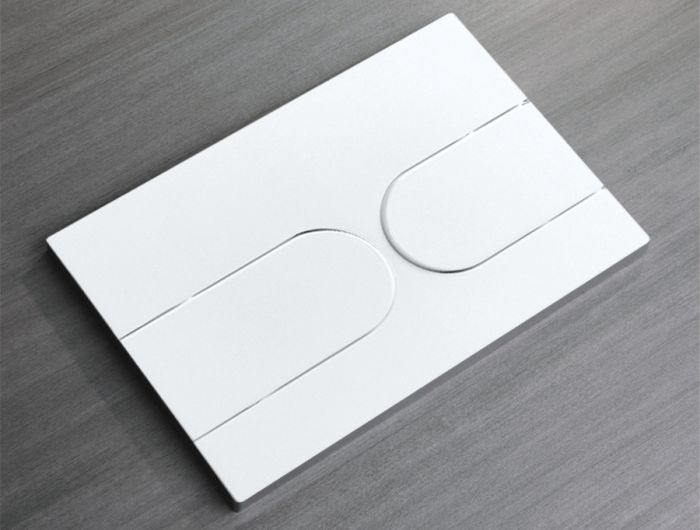 Панель змиву Koer KT-0604-03 240x160x10mm пластикова, кнопка закруглена (колір білий) (KR5322)