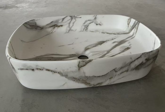 Раковина накладна Mixxus Premium BEVEL-0102 MARBLE 495х370х135mm (MP6519)