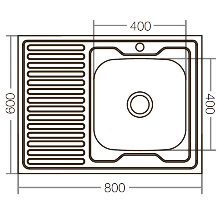 Кухонна мийка накладна ZerixZ8060R-06-160E (Satin) (ZX1617)