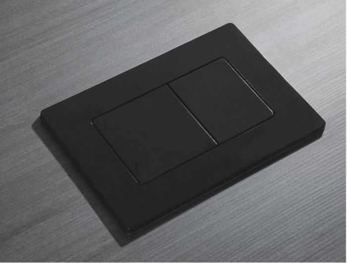 Панель змиву Koer KT-0602-16 240x160x10mm пластикова, кнопка квадратна (колір чорний глянцевий) (KR5182)