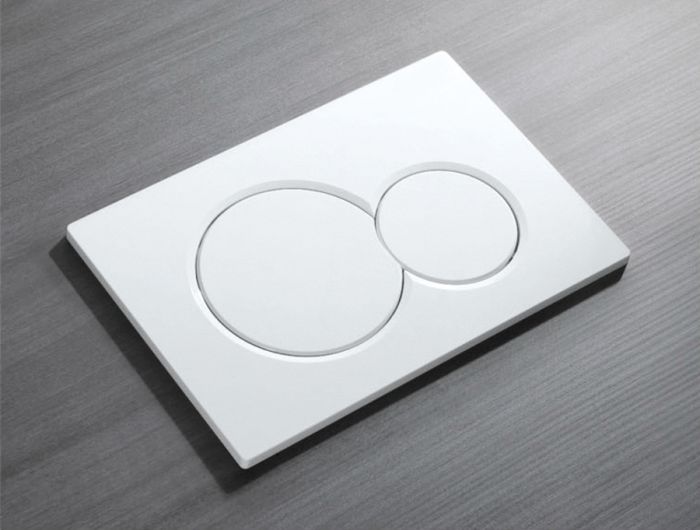 Панель змиву Koer KT-0601-03 240x160x10mm пластикова, кнопка кругла (колір білий) (KR5175)