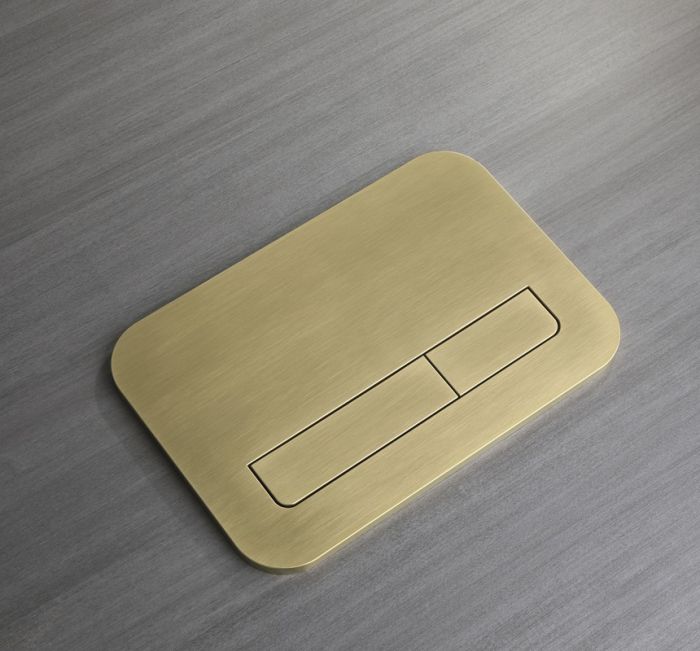 Панель змиву Koer KT-0609-12 240x160x7mm пластикова, кнопка лінійна (колір матове золото) (KR6132)