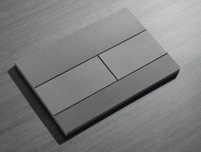 Панель змиву Koer KT-0603-07 240x160x10mm пластикова, кнопка лінійна (колір графіт) (KR5321)