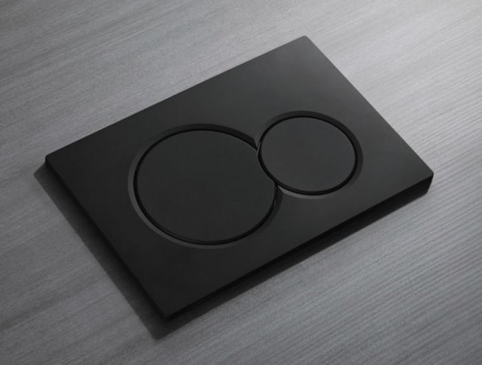Панель змиву Koer KT-0601-05 240x160x10mm пластикова, кнопка кругла (колір чорний матовий) (KR5176)