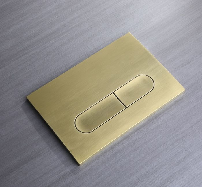 Панель змиву Koer KT-0608-12 240x160x10mm пластикова, кнопка закруглена (колір матове золото) (KR6126)