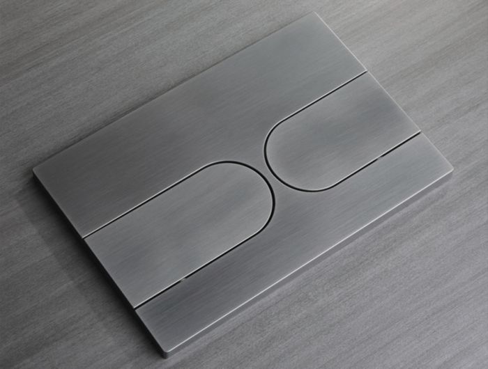 Панель змиву Koer KT-0604-07 240x160x10mm пластикова, кнопка закруглена (колір графіт) (KR5325)