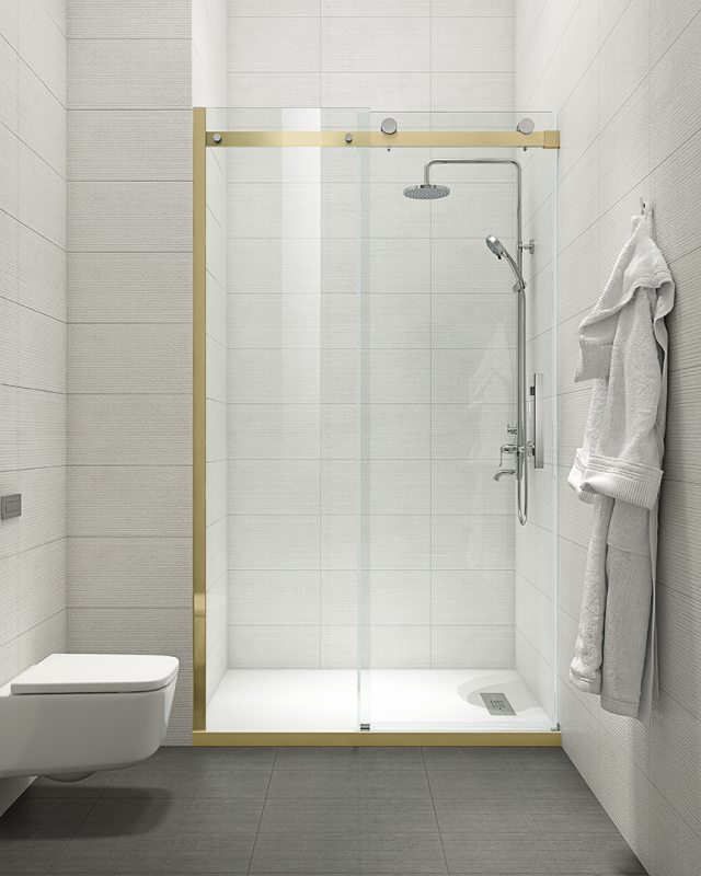 Двері в нішу Koer SR SD01-120x200-TR-12 прозоре скло Easy Clean 8мм, матове золото (KR5377)
