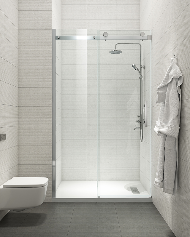 Двері в нішу Koer SR SD01-120x200-TR-02 прозоре скло Easy Clean 8мм, нікель (KR5379)