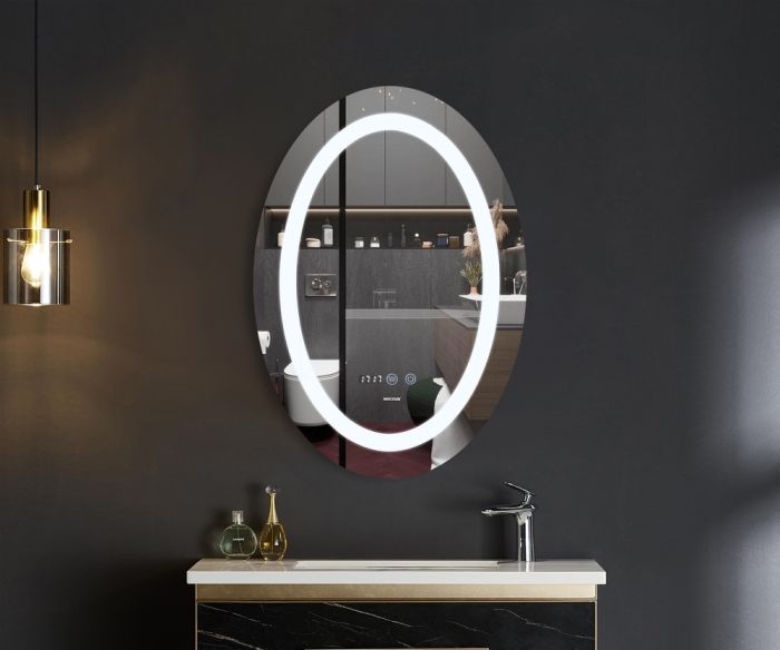 Дзеркало Mixxus PLAIN MV02-50x70 з Led Touch, Anti-fog, димером, регулятором яскравості, годинником (MI6010)
