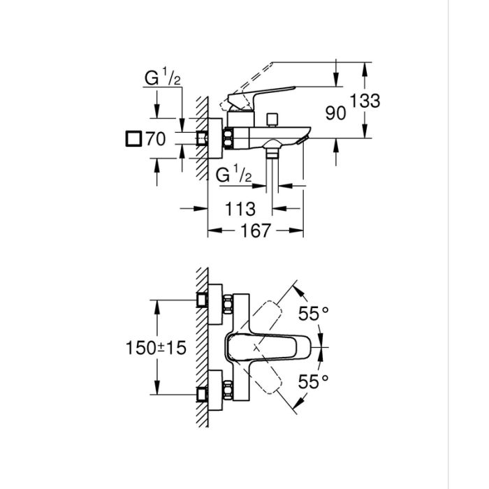 Комплект змішувачів для ванни Grohe Cubeo (UA125246M)