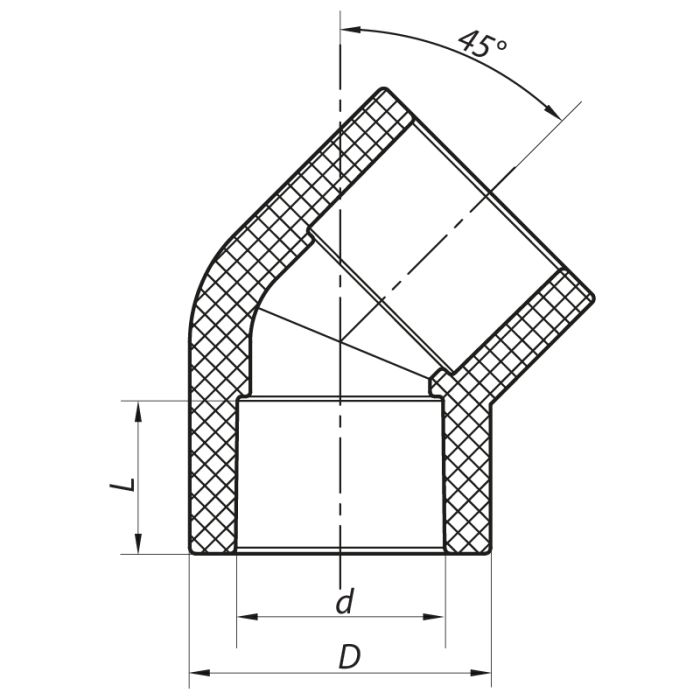 Кут 45 40 PPR KOER K0016.PRO (KP0020)