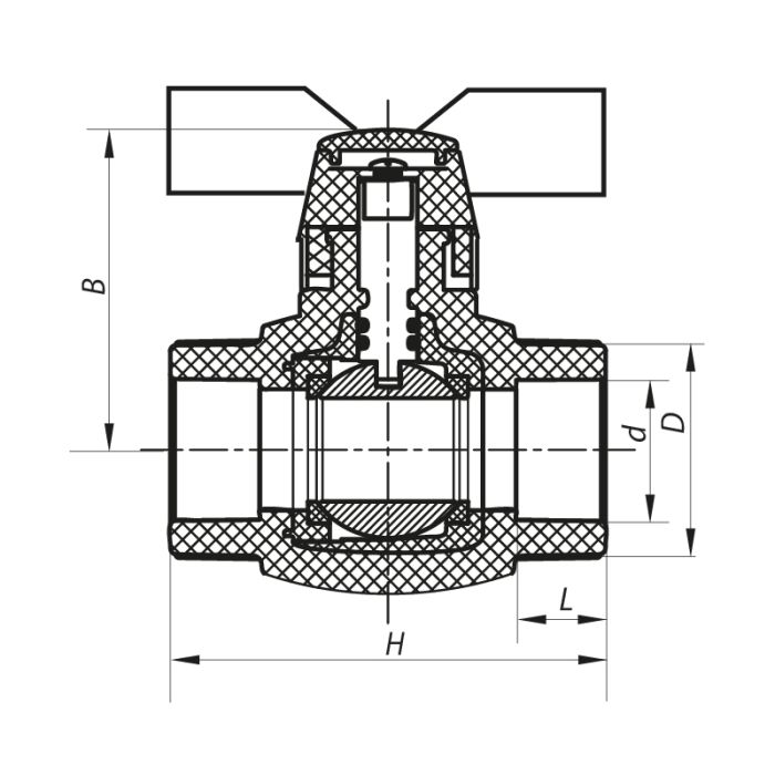 Кран кульовий PPR КШ Koer (метелик) для гарячої води 25 (Koer K0182.PRO) (KP0235)