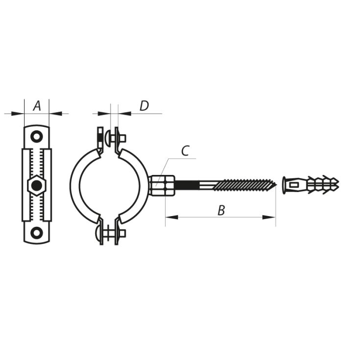 Хомут трубний оцинкований Koer KCB.10.G 1-1 / 4 "(38-43) сірий (KR2787)