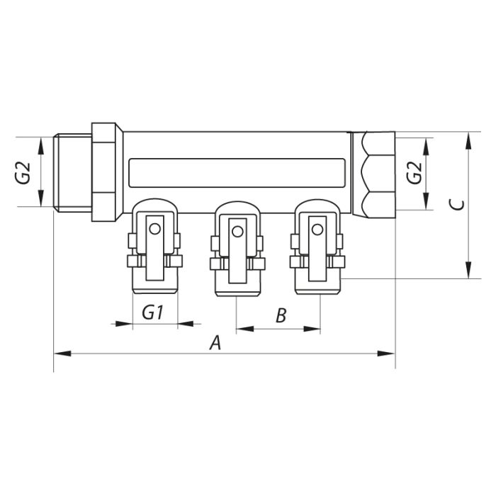 Колектор з кульовими кранами та фітингом Koer KR.1125-4 - 3/4”x4 Ways (KR2837)