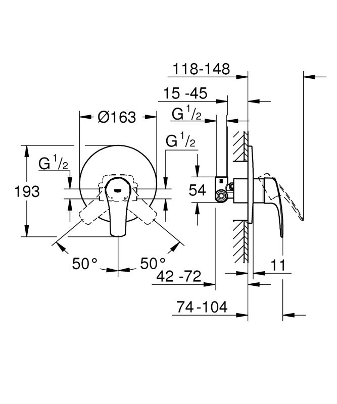 Набір для душу (33556003+26406001) Grohe Eurosmart UA33556002 (UA33556002)