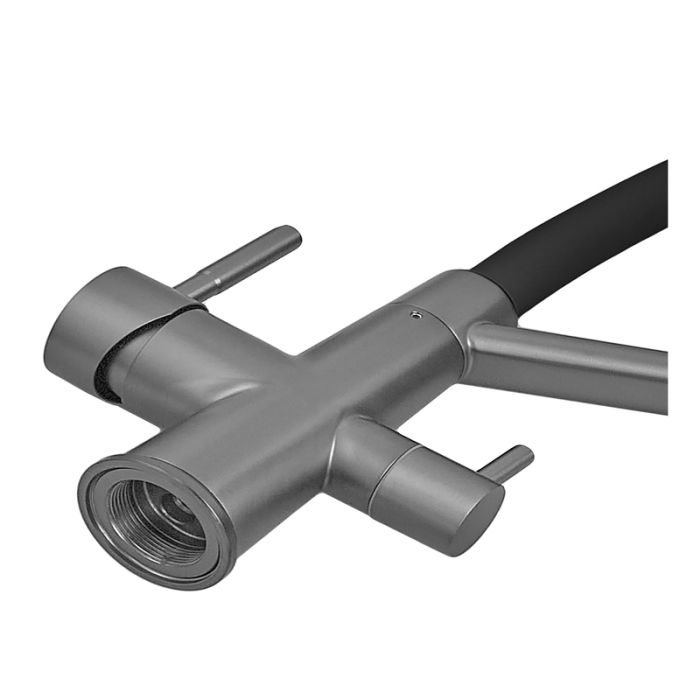 Змішувач для кухні з силіконовим виливом Zerix FUL-021 Graphite Refl.Black з нерж. сталі SUS304 з виходом для пит.води (ZX5999)