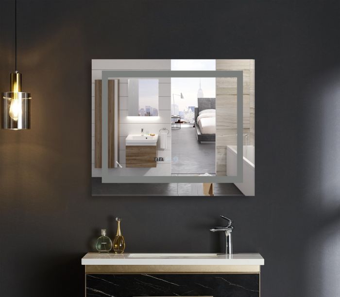 Дзеркало Mixxus WARM MR02-80x80 з Led Touch, Anti-fog, димером, регулятором яскравості, годинником (MI6934)