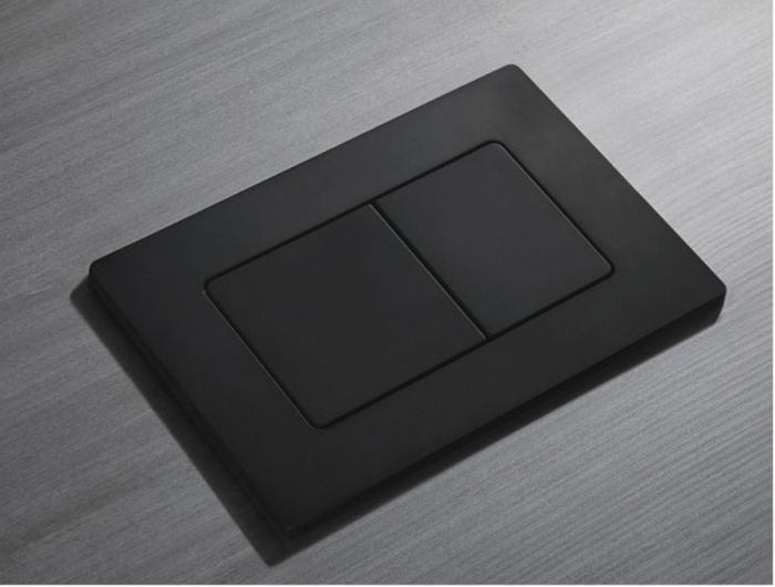 Панель змиву Koer KT-0602-05 240x160x10mm пластикова, кнопка квадратна (колір чорний матовий) (KR5181)