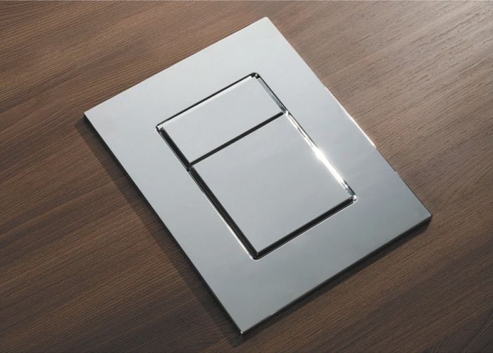 Панель змиву Koer KT-0607-01 157x198x10mm пластикова, кнопка квадратна (колір хром) (KR5344)