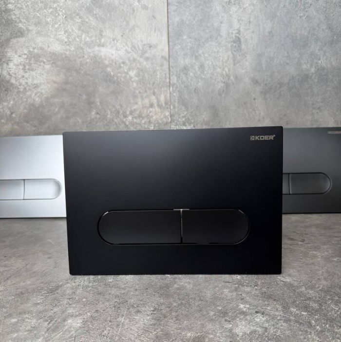 Панель змиву Koer KT-0608-05 240x160x10mm пластикова, кнопка закруглена (колір чорний матовий) (KR6125)