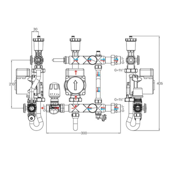 Змішувальний вузол Koer KR.S1021 (з байпасом) 1 "НР SUS304 (KR2955)