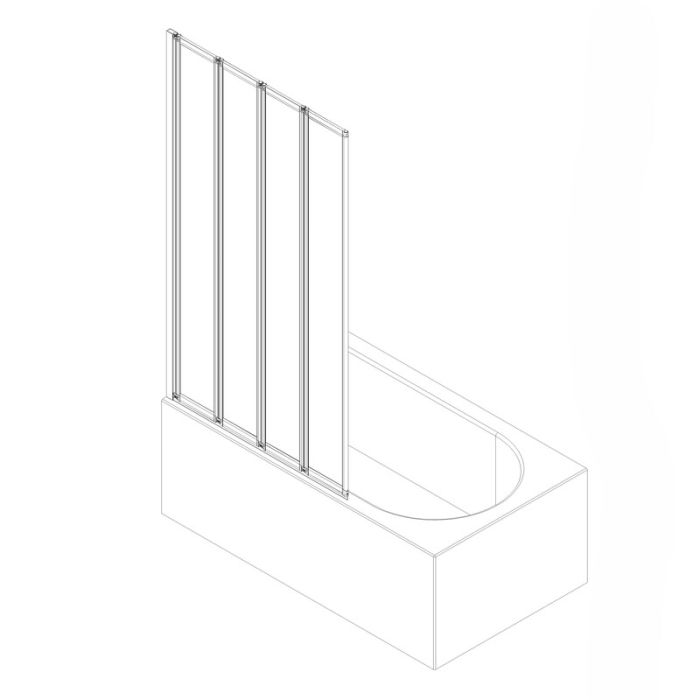 Шторки скляні на ванну складні Koer SR BS07-80x140-TR-01 прозоре скло Easy Clean 4мм, хром (KR5948)