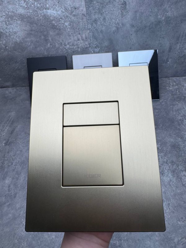 Панель змиву Koer KT-0607-12 157x198x10mm пластикова, кнопка квадратна (колір матове золото) (KR5715)
