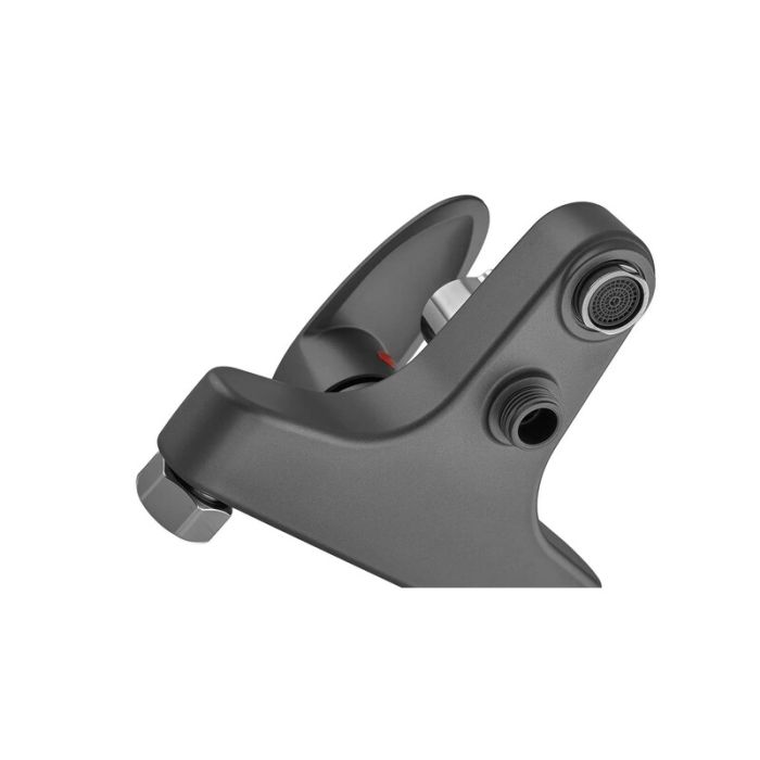 Змішувач для ванни Plamix CEZAR-009 EURO SET Graphite, зі шлангом, лійкою та кронштейном (PM0694)
