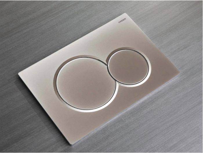 Панель змиву Koer KT-0601-14 240x160x10mm пластикова, кнопка кругла (колір сатин) (KR5177)
