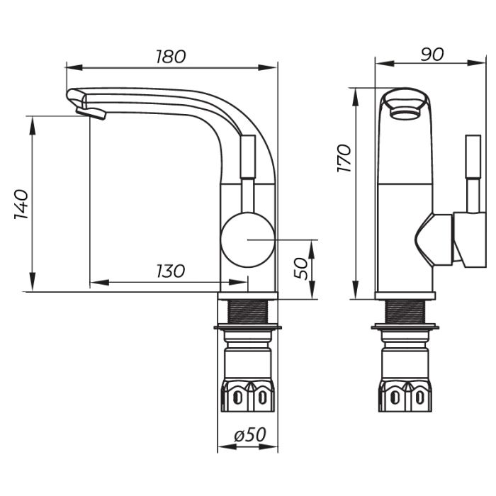 Змішувач для умивальника Zerix LR71205 (LL1468)