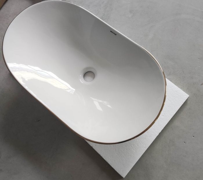 Раковина накладна MIXXUS PREMIUM WAVE-0105 EDGE GOLD 620х360х160mm (MP6557)