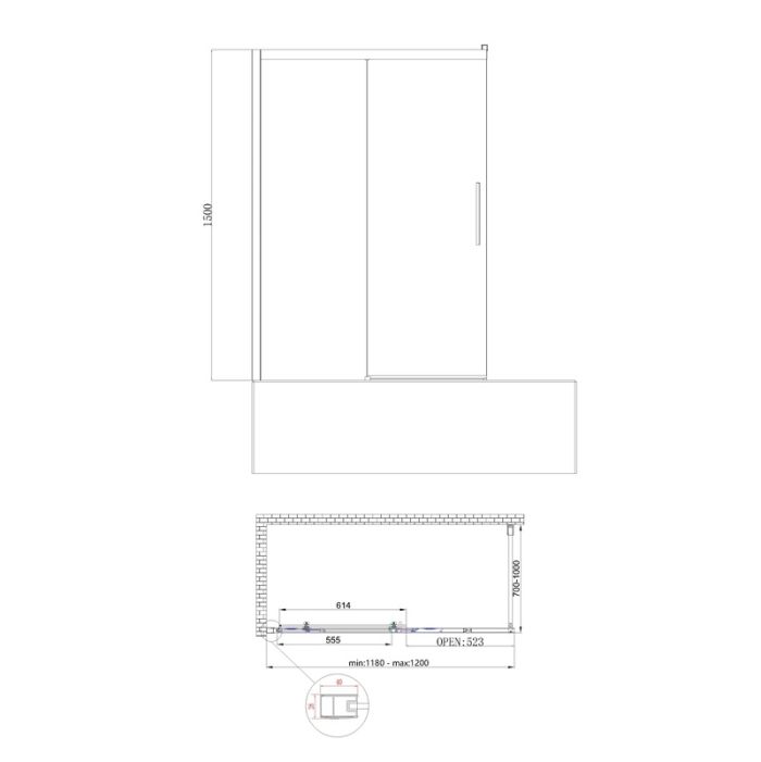 Шторки скляні на ванну розсувні Koer SR BS06-120x150-TR-01 прозоре скло Easy Clean 6мм, хром (KR5945)