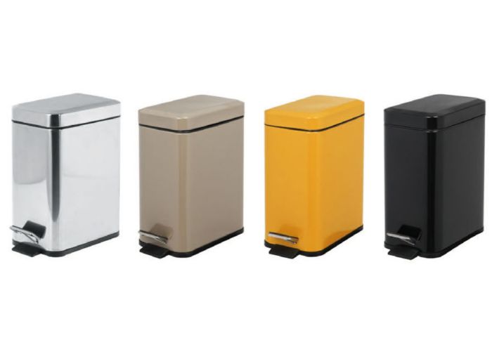 Відро для сміття з плавним закриттям прямокутне Zerix Sansa-TC0105 SS Color 5л колір нержавійка (ZX5893)