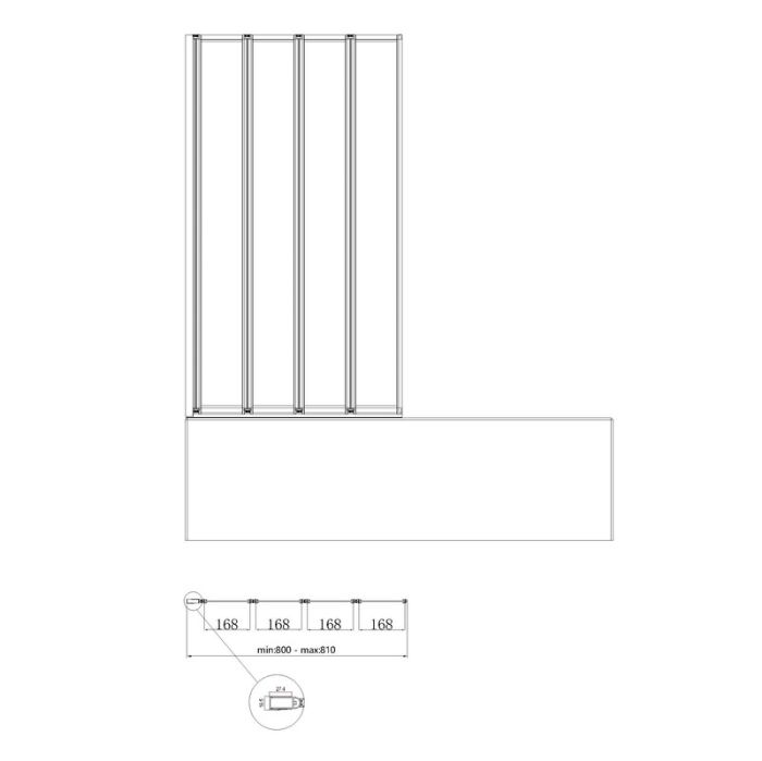 Шторки скляні на ванну складні Koer SR BS07-80x140-TR-01 прозоре скло Easy Clean 4мм, хром (KR5948)