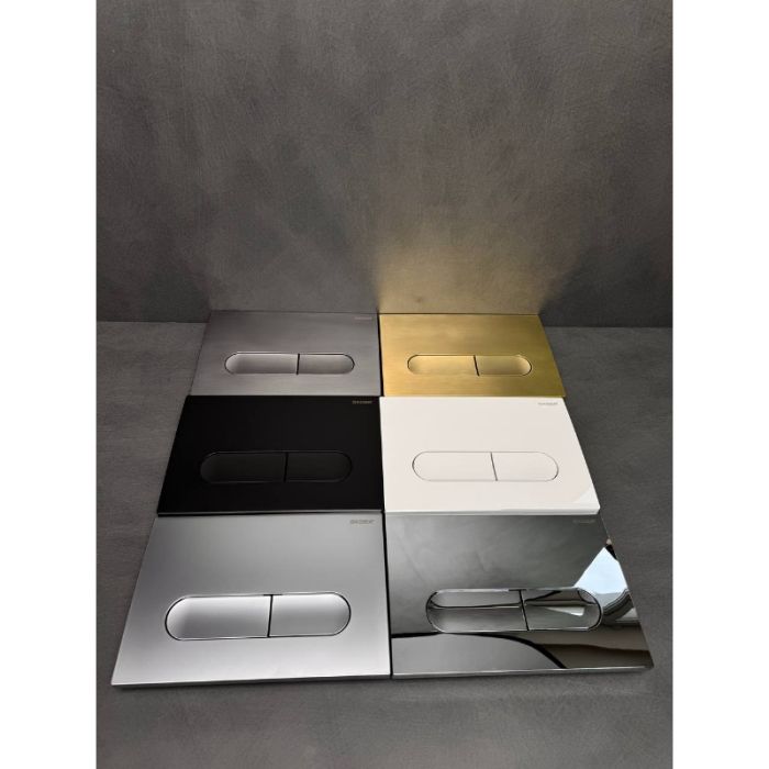Панель змиву Koer KT-0608-12 240x160x10mm пластикова, кнопка закруглена (колір матове золото) (KR6126)