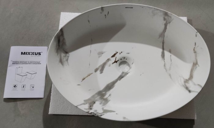 Раковина накладна MIXXUS PREMIUM ELLIPSE-0104 MARBLE 550х415х140mm (MP6554)